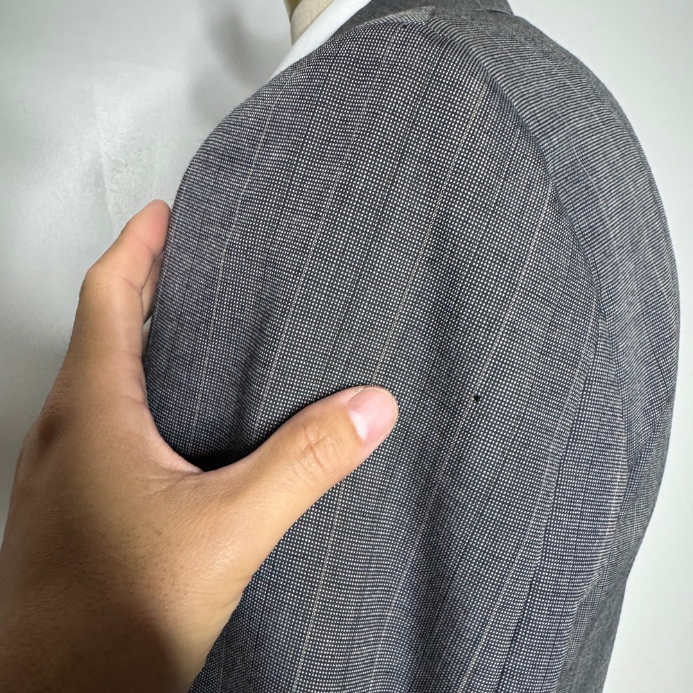 Palm Beach Suit Mens 40R 31x30 Grey Pinstripe Vintage 2-Piece Wool Blend USA - Picture 4 of 13
